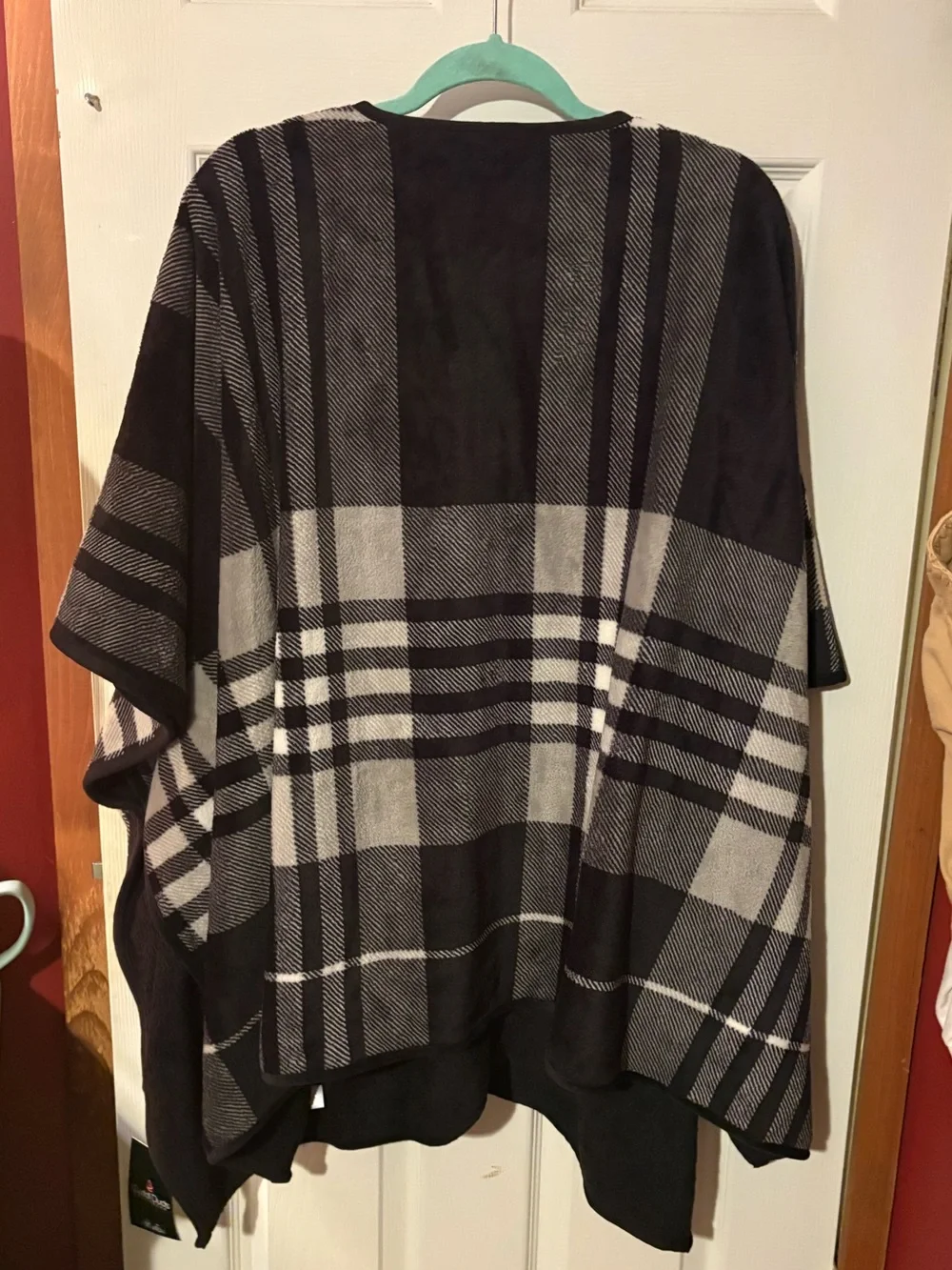 Plaid Open-Front Wrap - Black and Gray